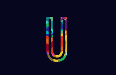 rainbow colored alphabet letter U logo company icon design