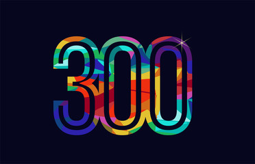 rainbow colored number 300 logo company icon design - obrazy, fototapety, plakaty