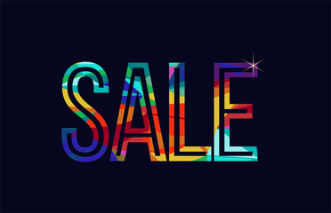 sale word typography design in rainbow colors logo