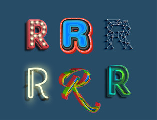 A character set of 6 different styled font, vector