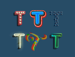 A character set of 6 different styled font, vector