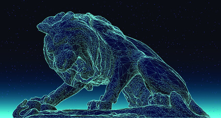 lion attacking snake illustrated as a network