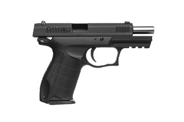 black gun pistol isolated on white