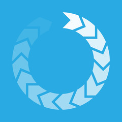 White round download sign isolated on blue background. Load icon. Data loading bar. Vector stock illustration