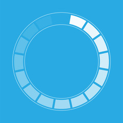 Fototapeta premium White round download sign isolated on blue background. Load icon. Data loading bar. Vector stock illustration