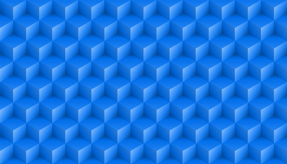 3D realistic blue square pattern. Medern cube texture. Geometric symmetry background. Vector illustration