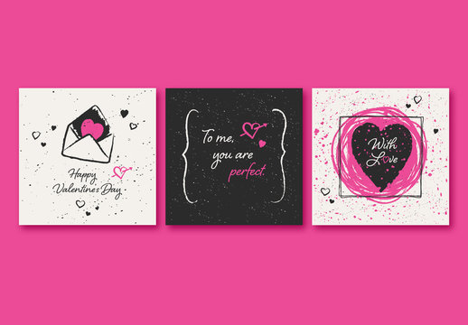 Square Valentine's Card Set