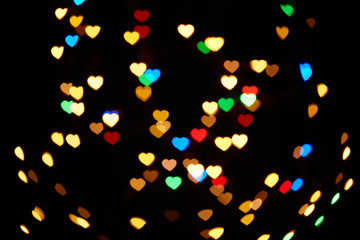 Abstract heart-shaped bokeh background