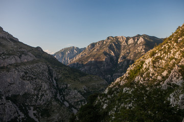 mountain gorges and passes in Montenegro while traveling by rail
