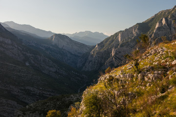 mountain gorges and passes in Montenegro while traveling by rail