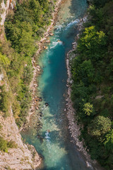 Fototapeta na wymiar Mountain river Tara and Scenic deep canyon. rafting route, Durmitor National Park, Montenegro.