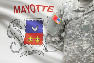 American soldier with flag on background - Mayotte