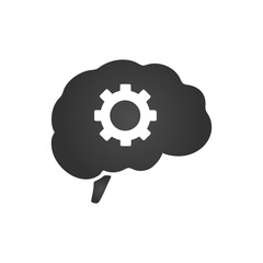 brain with gear icon. Vector isolated illustration isolated on a white background.