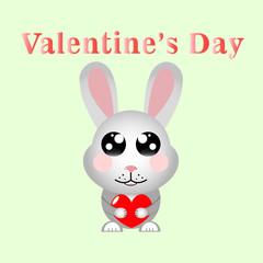 kawaii Valentines day rabbit with red heart
