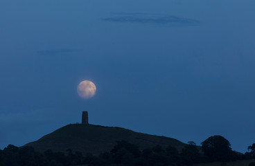 Moonrise over Glastonbury Tor