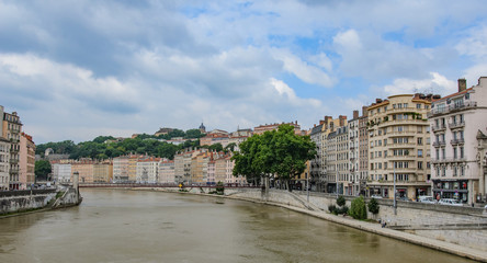Obraz premium View from Pont de la Feuillée, Lyon, France.