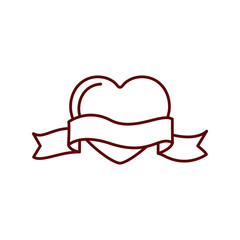 heart with ribbon isolated icon