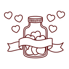 jar with hearts isolated icon