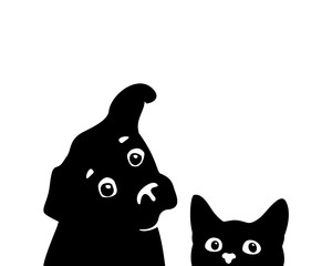 Curious cat and dog muzzles. Vector © Crazy nook