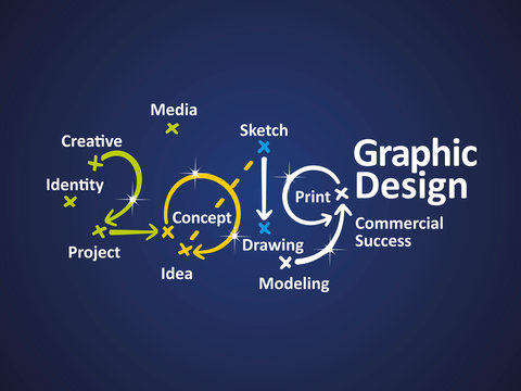Graphic Design 2019 blue background vector