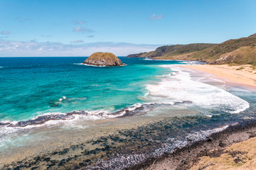 BEAUTIFUL PANORAMIC OF THE LION BEACH (PRAIA DO LEÃO), IN FERNANDO DE NORONHA, BRAZIL