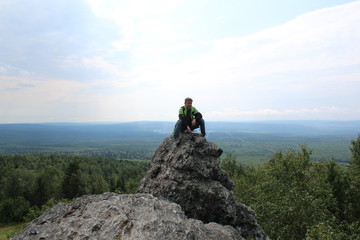 tourist on top of the mountain