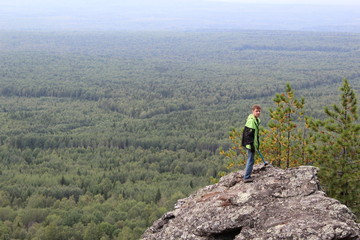 tourist on top of the mountain