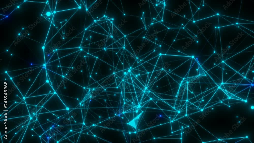Poster unstable structure.abstract background of technology network. animation of rotation and flying abstr