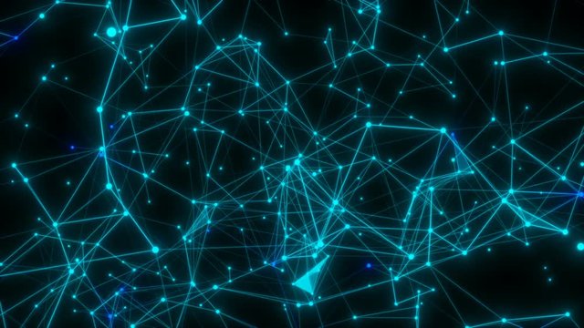 Unstable structure.Abstract background of technology network. Animation of rotation and flying abstract lines and flicker dots linking network. Animation of seamless loop.