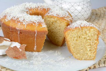 Coconut cake with white background