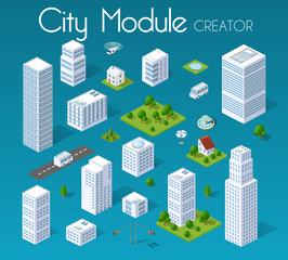 Isometric set module city