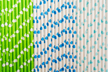 Colorful ecological plastic free paper straw with hearts