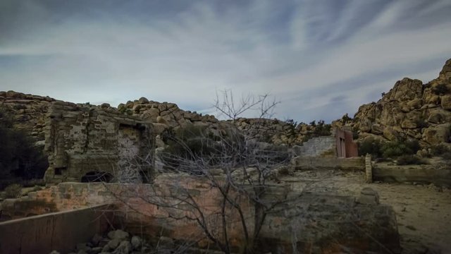 Astro Timelapse of Abandoned Ruins in Joshua Tree National Park -Tilt Up-