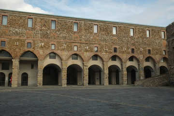 Medieval buildings in Brescia fortress, italy