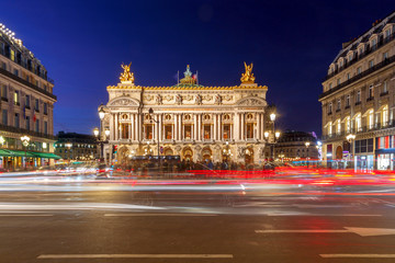 Paris. Opera house at night.