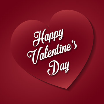 Happy Valentine's day hand lettering on red background. Vector graphics. Romantic card, greeting card, banner template.