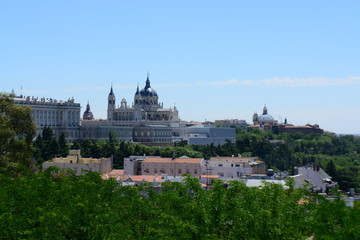 Fototapeta na wymiar Royal Palace in Madrid Spain from viewpoint