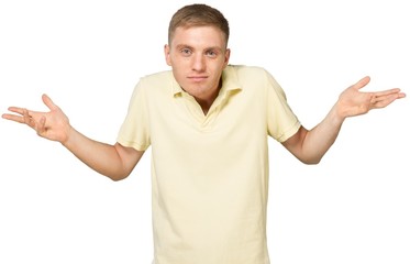 Fototapeta premium Portrait of a Man Shrugging