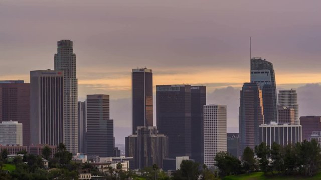 Timelapse Close Up Shot of Sunset at Downtown LA 