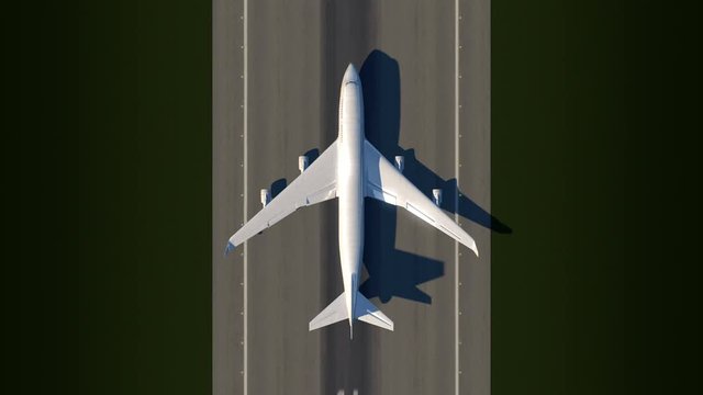 Satellite watching large airplane taking off a runway