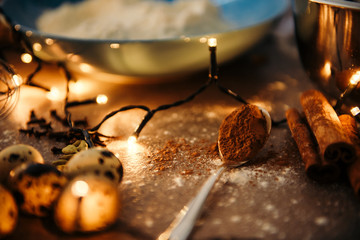 cinnamon on spoon for cookie preparation