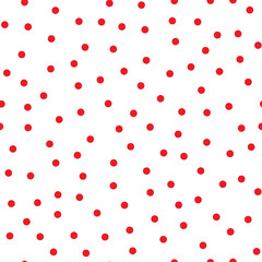 Red round spots on white background. Seamless pattern