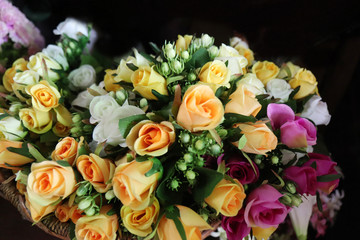 Handmade artificial flowers arrayed colors beautiful .