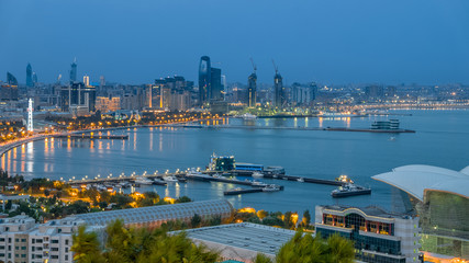 Spectacular twilight view of Baku's bay