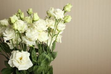 White roses in the interior