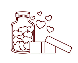 jar with hearts isolated icon