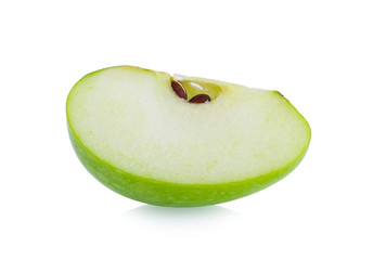 Green apple slice isolated on white background