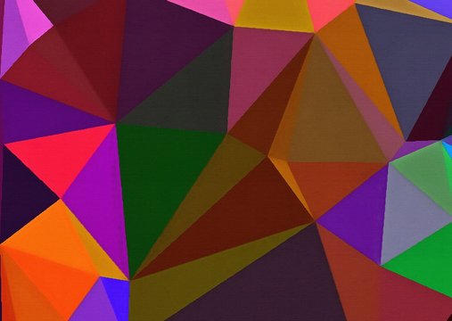 Abstract polygonal background. Triangles texture. Geometric modern art. Futuristic simple painting on canvas. Pattern for design. Backdrop template. Low poly concept artwork. Decorative elements. © Dina