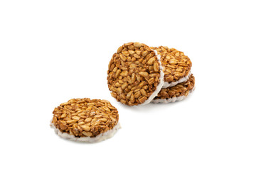 Sunflower seeds gozinaki isolated on white