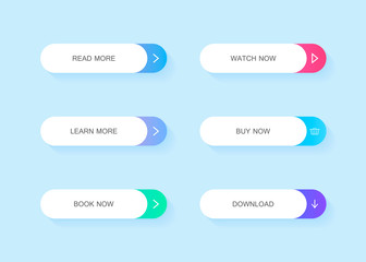 Obraz premium Set of modern material style buttons. Different gradient colors. Modern vector illustration flat style